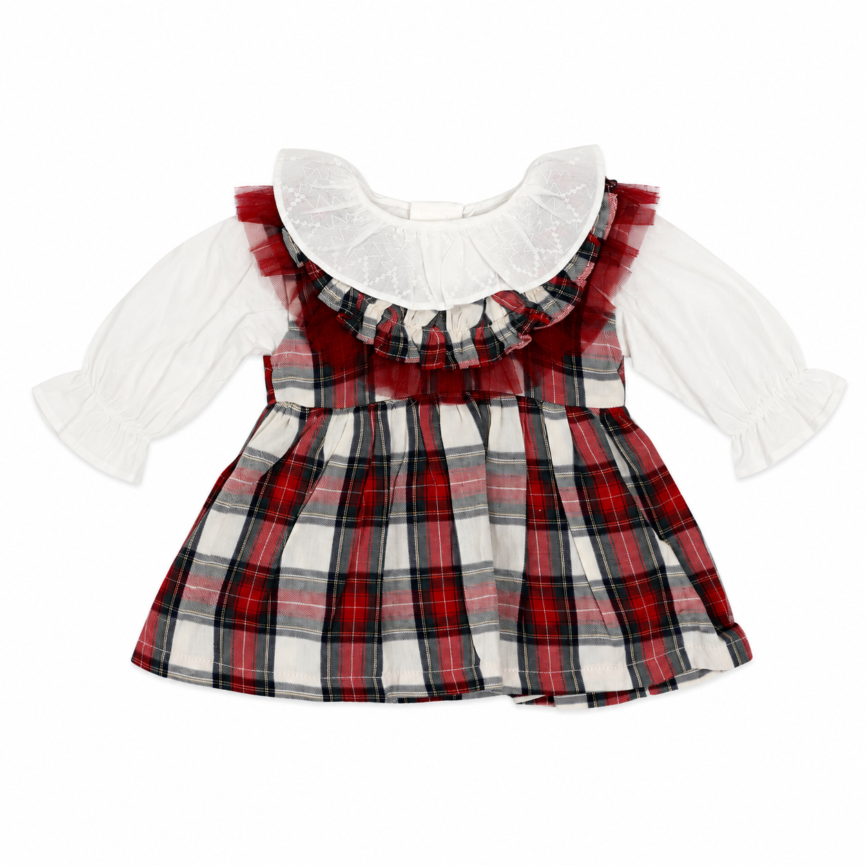 Holiday Classic Red Plaid Pinafore Dress For Baby Girls - Image 2