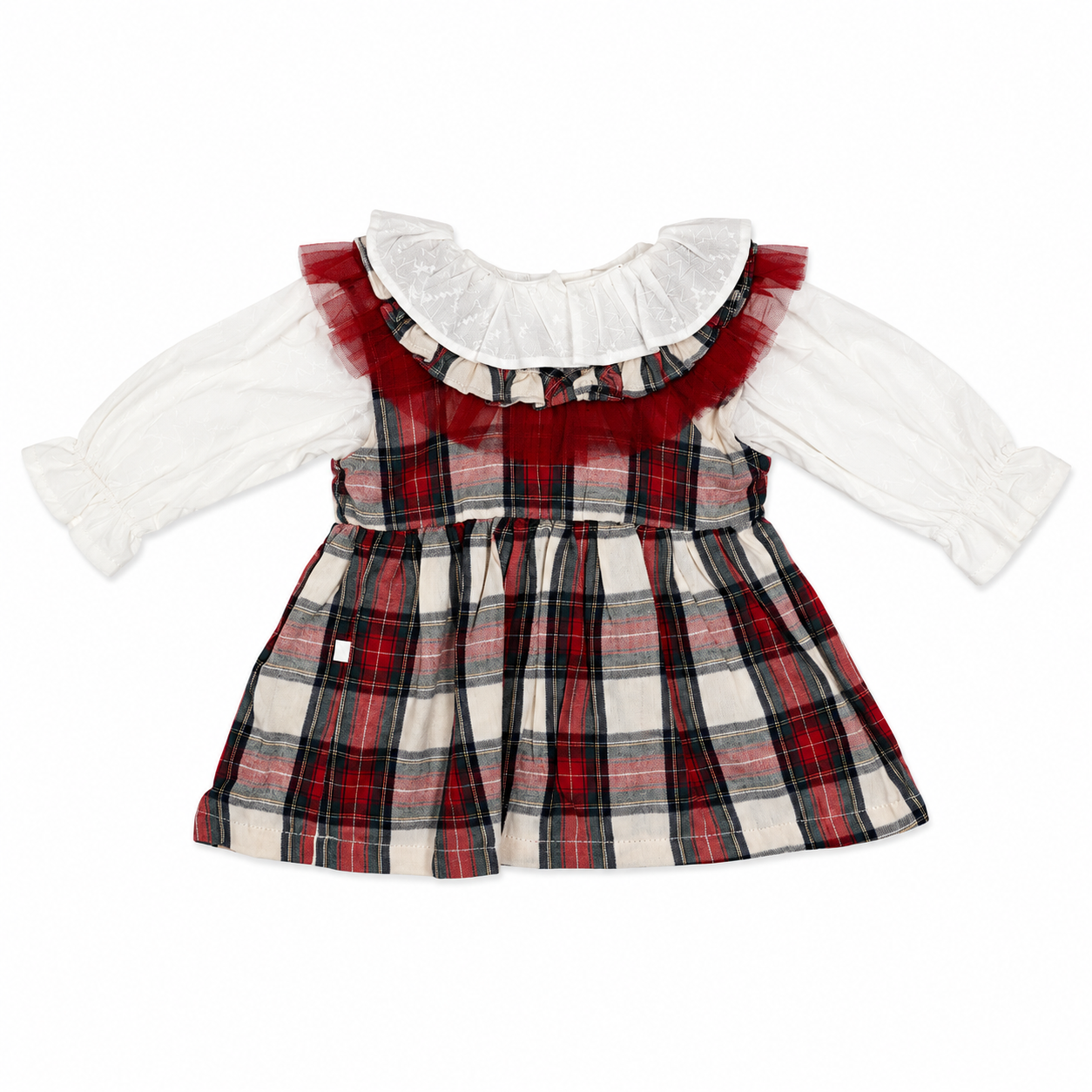 Holiday Classic Red Plaid Pinafore Dress For Baby Girls - Image 3