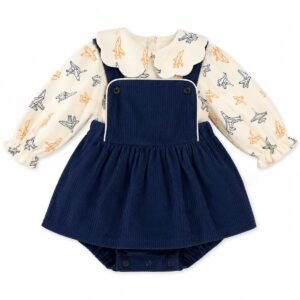 Jet Setter Airplane Collar Romper Dress For Baby Girls