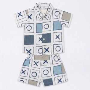 Checked Typical Neck Shirt & Shorts Set (Top & Bottom Sets) For Baby & Kid Boys
