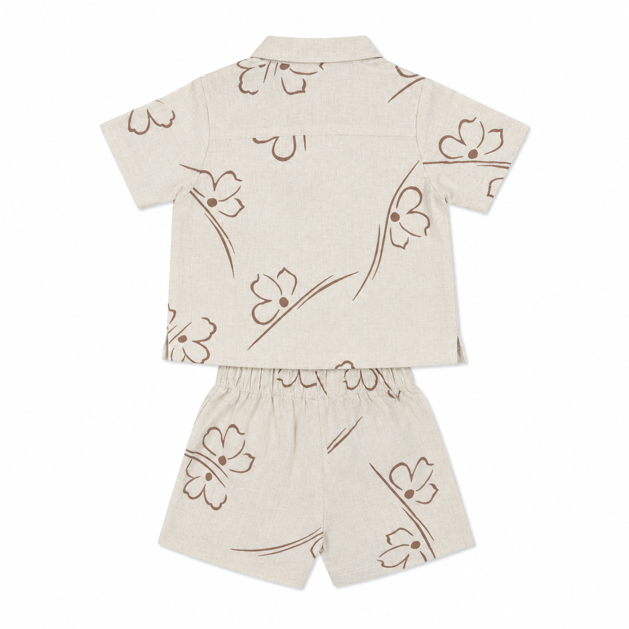 Minimalist Brown Floral Line-Art Co-Ord Set For Baby Boys - Image 2