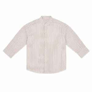 Baby Boys Pinstriped Linen Mandarin Collar Shirt