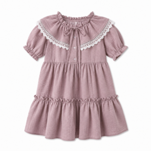 Vintage Lace Cape Tiered Dress For Girls