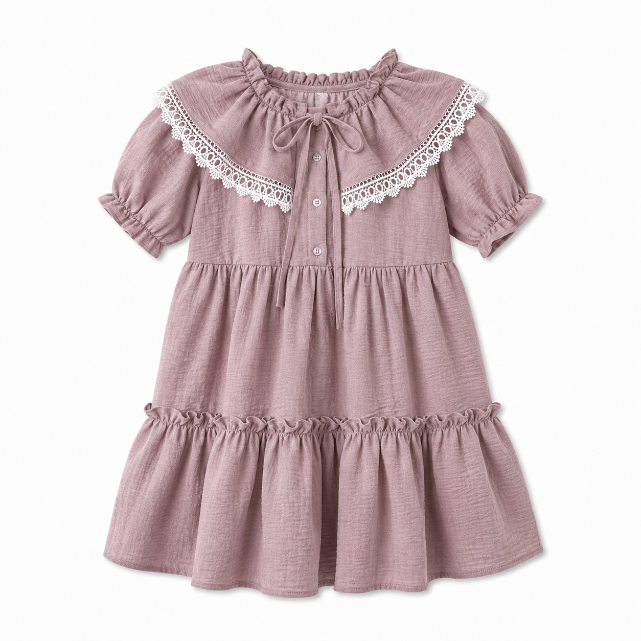 Vintage Lace Cape Tiered Dress For Girls