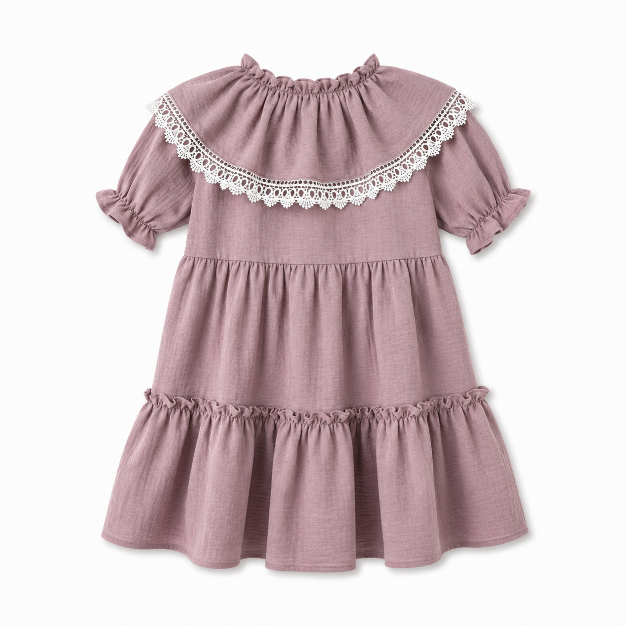 Vintage Lace Cape Tiered Dress For Girls - Image 2