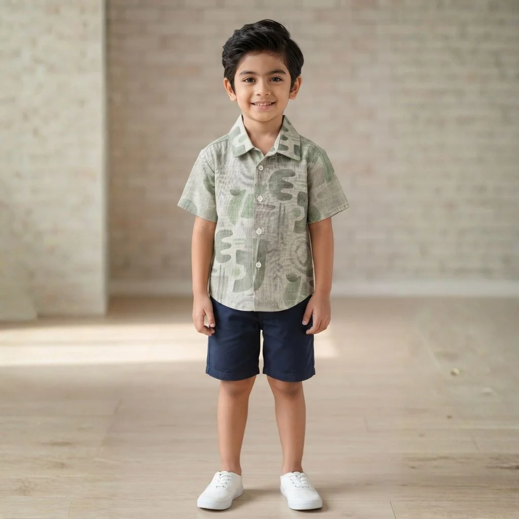 Geometric Abstract Print Casual Shirt For Toddler Boys - Image 3