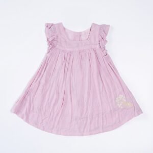 Cotton Gauze Flutter-Sleeve Dress For Girls